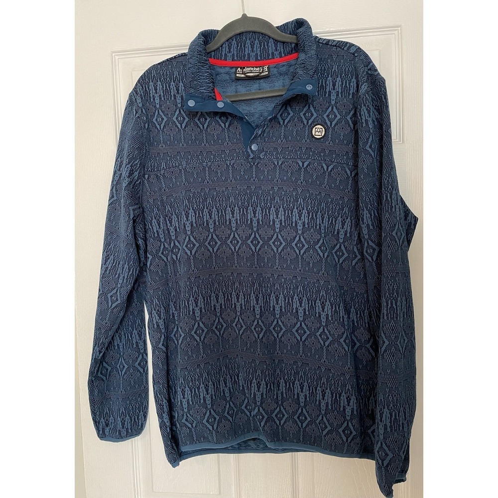 Avalanche‎ Outdoor Co. Mens Sz Large Blue 1/4 Snap Pullover Hiking Aztec